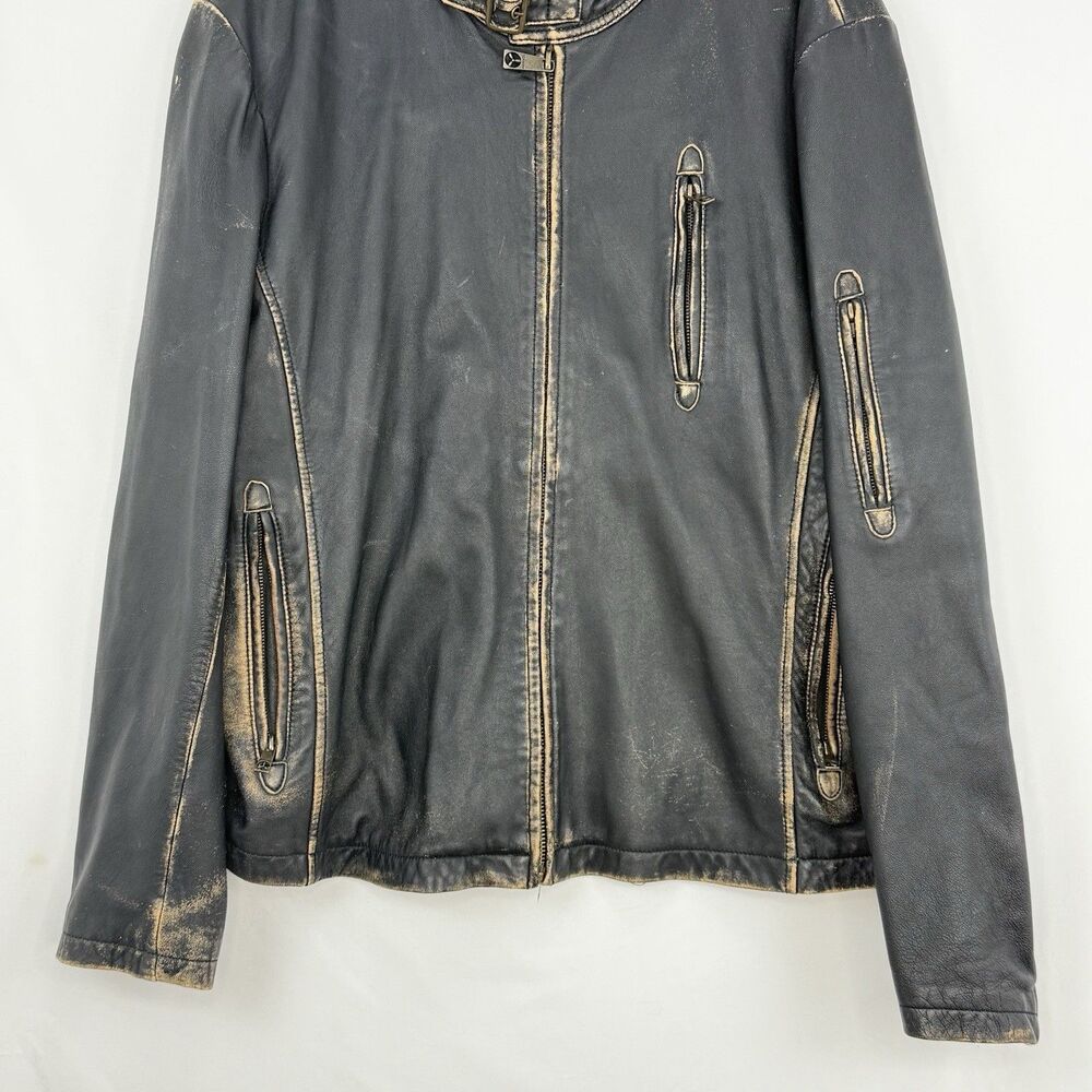 Top Gun Leather Jacket Mens XXL Distressed Moto Aviator Vintage Aviation - Picture 12 of 16